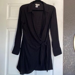 LSPACE DAYDREAM SIDE TIE TUNIC COVER UP DRESS BLACK